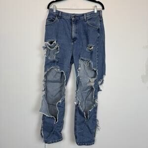 Vintage denim jeans thrashed distressed RARE 100% cotton 32 inch waist